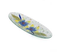 Sospiri Venezia Bandeja de Tocador de Vidrio de Murano con Decoración Floral, Centro de Mesa, Decoración para el Hogar, Idea de Regalo, Hecha a Mano en Italia (28x11 cm, Ovalada)