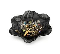 Sospiri Venezia Bandeja de Tocador de Vidrio de Murano Hecha a Mano, Cuenco Decorativo Árbol de la Vida con Murrinas y Hoja de Oro, Idea de Regalo, Hecha a Mano en Italia (19x19 cm)