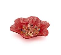 Sospiri Venezia Bandeja de Tocador de Vidrio de Murano Hecha a Mano, Cuenco Decorativo Árbol de la Vida con Murrinas y Hoja de Oro, Idea de Regalo, Hecha a Mano en Italia (13x13 cm)