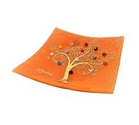 Sospiri Venezia Bandeja para Vaciar Bolsillos Árbol de la Vida en Vidrio de Murano con Murrine y Oro Idea de Regalo Bandeja Decorativa Hecha en Italia Portaobjetos Adorno Recuerdo (14X14 cm)