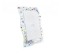 SOSPIRI VENEZIA Marco de Fotos de Cristal de Murano con Soporte para Escritorio o Mesa Foto 13x18 cm Adorno para el hogar Decorado a Mano Idea de Regalo para Recuerdo de Ceremonia (19X25 cm)