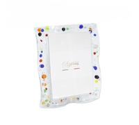 SOSPIRI VENEZIA Marco de Fotos de Cristal de Murano con Soporte para Escritorio o Mesa Foto 7x10 cm Adorno para el hogar Decorado a Mano Idea de Regalo para Recuerdo de Ceremonia (10,5X12,5 cm)