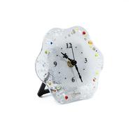 SOSPIRI VENEZIA Reloj de Mesa de Cristal de Murano Mecanismo Silencioso Adorno para el Hogar Decorado a Mano - Idea de Regalo para Recuerdos de Ceremonia con Caja Elegante (14x14 cm, Flor)