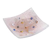 Sospiri Venezia Vacía bolsillos Árbol de la vida de cristal de Murano con murrines y oro, pieza artesanal fabricada en Italia 9x9 cm color rosa