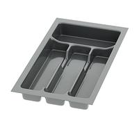 Sossai inserto para cubiertos Divio para cajones de 30 cm de ancho, 23x43 cm - recortable, 4 compartimentos, antracita, organizador de cajón de plástico para cocina