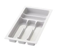 Sossai inserto para cubiertos Divio para cajones de 30 cm de ancho, 23x49 cm - recortable, 5 compartimentos, blanco, bandeja para cubiertos de plástico para cajones