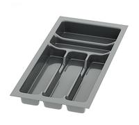 Sossai inserto para cubiertos Divio para cajones de 30 cm de ancho, 23x49 cm - recortable, 5 compartimentos, antracita, bandeja para cubiertos de plástico para cajones