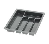 Sossai inserto para cubiertos Divio para cajones de 40 cm de ancho, 33x43 cm - recortable, 5 compartimentos, antracita, organizador de cubiertos de plástico para cajones