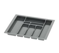 Sossai inserto para cubiertos Divio para cajones de 60 cm de ancho, 53x49 cm - recortable, 8 compartimentos, antracita, bandeja para cubiertos de plástico resistente para cocina
