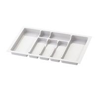Sossai inserto para cubiertos Divio para cajones de 70 cm de ancho, 63x43 cm - recortable, 7 compartimentos, blanco, bandeja para cubiertos de plástico para cajones
