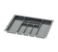Sossai inserto para cubiertos Divio para cajones de 70 cm de ancho, 63x49 cm - recortable, 8 compartimentos, antracita, bandeja de plástico para cubiertos de cocina