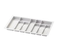 Sossai inserto para cubiertos Divio para cajones de 80 cm de ancho, 73x43 cm - recortable, 10 compartimentos, blanco, bandeja para cubiertos de plástico resistente para cocina