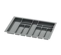 Sossai inserto para cubiertos Divio para cajones de 80 cm de ancho, 73x49 cm - recortable, 12 compartimentos, antracita, organizador de plástico para cajones de cocina