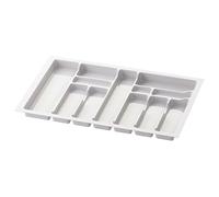 Sossai inserto para cubiertos Divio para cajones de 80 cm de ancho, 73x49 cm - recortable, 12 compartimentos, blanco, organizador de plástico para cajones de cocina