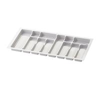 Sossai inserto para cubiertos Divio para cajones de 90 cm de ancho, 83x43 cm - recortable, 12 compartimentos, blanco, bandeja para cubiertos de plástico para cajones de cocina