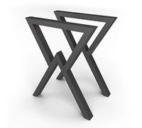 Sossai® - Mesa Estructura Acero Design | TKG3 | 2 Piezas | Color: Negro | Patas de Mesa | Carga Pesada | Ancho 60 cm x Altura 72 cm | Perfil: 60 x 40 mm