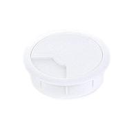 sossai® Passacavo con guarnitura per scrivanie, uffici & piani da lavoro | Set da 1 | KDM2 | Colore: bianco | Diametro: 80 mm | Materiale: Plastica (Made in EU)