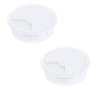 sossai® Passacavo con guarnitura per scrivanie, uffici & piani da lavoro | Set da 2 | KDM2 | Colore: bianco | Diametro: 60 mm | Materiale: Plastica (Made in EU)