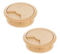 sossai® Passacavo con guarnitura per scrivanie, uffici & piani da lavoro | Set da 2 | KDM2 | Colore: faggio | Diametro: 60 mm | Materiale: Plastica (Made in EU)