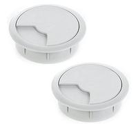 sossai® Passacavo con guarnitura per scrivanie, uffici & piani da lavoro | Set da 2 | KDM2 | Colore: grigio | Diametro: 60 mm | Materiale: Plastica (Made in EU)