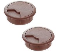 sossai® Passacavo con guarnitura per scrivanie, uffici & piani da lavoro | Set da 2 | KDM2 | Colore: marrone | Diametro: 60 mm | Materiale: Plastica (Made in EU)