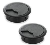 sossai® Passacavo con guarnitura per scrivanie, uffici & piani da lavoro | Set da 2 | KDM2 | Colore: nero | Diametro: 60 mm | Materiale: Plastica (Made in EU)