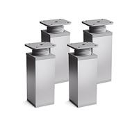 Sossai Patas Ajustables en Aluminio, Set de 4 Unidades, Altura 120 mm, Perfil Cuadrado, Modelo MFV1, para Muebles, armarios, cajoneras