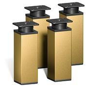 Sossai Patas Ajustables en Dorado, Set de 4 Unidades, Altura 120 mm, Perfil Cuadrado, Modelo MFV1, para Muebles, armarios, cajoneras