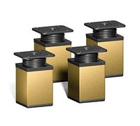 Sossai Patas Ajustables para Muebles, Set de 4 Unidades, H 60 mm, Dorado, diseño Moderno, Perfil Cuadrado, Modelo MFV1, para armarios, cómodas