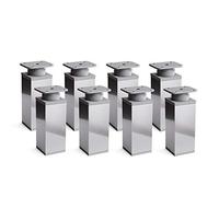 Sossai Patas Ajustables para Muebles, Set de 8 Unidades, H 60 mm, Cromo Brillante, diseño Moderno, Perfil Cuadrado, Modelo MFV1, para armarios, cómodas