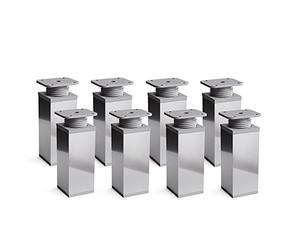 Sossai Patas Ajustables para Muebles, Set de 8 Unidades, H 80 mm, Cromo Brillante, diseño Moderno, Perfil Cuadrado, Modelo MFV1, para armarios, cómodas