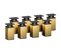 Sossai Patas Ajustables para Muebles, Set de 8 Unidades, H 80 mm, Dorado, diseño Moderno, Perfil Cuadrado, Modelo MFV1, para armarios, cómodas