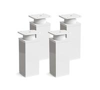 Sossai Patas de diseño para Muebles, Set de 4 Unidades, H 100 mm, Blanco Ajustable, Perfil Cuadrado, Modelo MFV1, Ideal para armarios, cajoneras