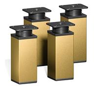 Sossai Patas de diseño para Muebles, Set de 4 Unidades, H 100 mm, Dorado, Ajustable, Perfil Cuadrado, Modelo MFV1, Ideal para armarios, cajoneras