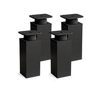 Sossai Patas de diseño para Muebles, Set de 4 Unidades, H 100 mm, Negro Mate Ajustable, Perfil Cuadrado, Modelo MFV1, Ideal para armarios, cajoneras