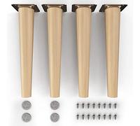 Sossai Patas de Mueble de Madera de Haya aceitada Clif Round HMF1 Altura 25 cm Redondas diseño Recto para vitrinas mesas armarios