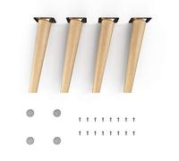 Sossai Patas de Mueble de Madera de Haya aceitada Clif Round HMF2 Altura 25 cm Redondas diseño Inclinado para vitrinas mesas armarios