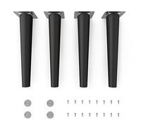 Sossai Patas de Mueble de Madera de Haya Maciza Clif Round HMF1 Altura 25 cm Redondas diseño Recto Negro Mate para vitrinas mesas armarios