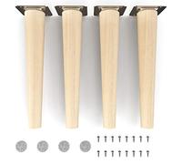 Sossai Patas de Mueble de Madera de Haya Natural Clif Round HMF1 Altura 25 cm Redondas diseño Recto para vitrinas mesas armarios