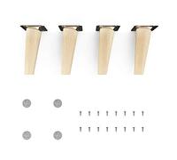 Sossai Patas de Mueble de Madera de Haya Natural Clif Round HMF2 Altura 12 cm Redondas diseño Inclinado para mesas vitrinas armarios