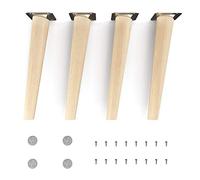 Sossai Patas de Mueble de Madera de Haya Natural Clif Round HMF2 Altura 25 cm Redondas diseño Inclinado para vitrinas mesas armarios