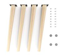 Sossai Patas de Mueble de Madera de Haya Natural Clif Round HMF2 Altura 45 cm Redondas diseño Inclinado para sillas mesas armarios