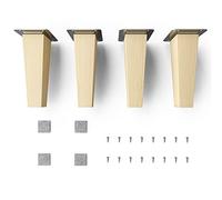 Sossai Patas de Mueble de Madera de Haya Natural Clif Square HMF3 Altura 15 cm cuadradas diseño Recto para cómodas armarios estanterías