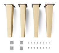 Sossai Patas de Mueble de Madera de Haya Natural Clif Square HMF3 Altura 25 cm cuadradas diseño Recto para vitrinas mesas armarios