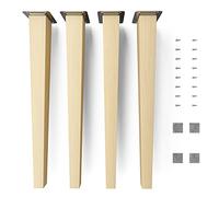 Sossai Patas de Mueble de Madera de Haya Natural Clif Square HMF3 Altura 45 cm cuadradas diseño Recto para sillas mesas armarios