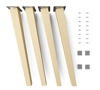 Sossai Patas de Mueble de Madera de Haya Natural Clif Square HMF4 Altura 45 cm cuadradas diseño Inclinado para sillas mesas armarios