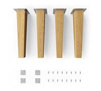 Sossai Patas de Mueble de Madera de Roble aceitada Clif Square HMF3 Altura 25 cm cuadradas diseño Recto para vitrinas mesas armarios