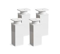Sossai Patas en Blanco Ajustables, Set de 4 Unidades, Altura 80 mm, Perfil Cuadrado, Modelo MFV1, para Muebles, armarios, cajoneras