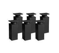 Sossai Patas en Negro Mate Ajustables, Set de 8 Unidades, Altura 80 mm, Perfil Cuadrado, Modelo MFV1, para Muebles, armarios, cajoneras
