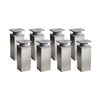 Sossai Patas Modernas para Muebles, Set de 8 Unidades, Ajustables en Altura, Acero Cepillado Gris, H 100 mm, Perfil Cuadrado, Modelo MFV1, para, armarios, cómodas